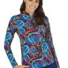 IBKUL Women's Zena Print LS Mock Neck Top 10491