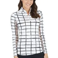 IBKUL Women's Cordova Print Long Sleeve Mock Neck Top 10495