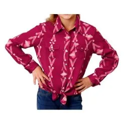 Girl’s Roper Wine Aztec Print Western Shirt