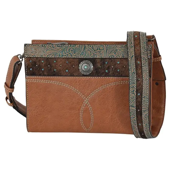 TRENDITIONS Justin Ladies Crossbody Embossed W/Hair On
