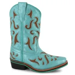 Dan Post Kids Laredo Turquoise With Brown Inlay Boot