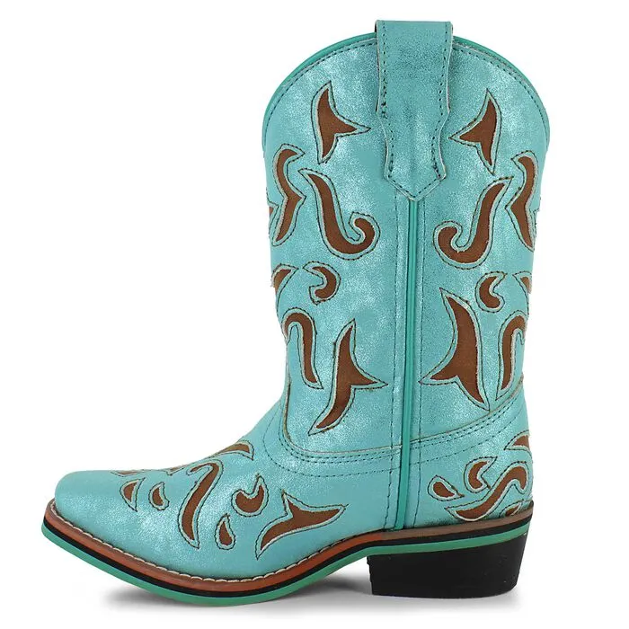 Dan Post Kids Laredo Turquoise With Brown Inlay Boot - Image 2