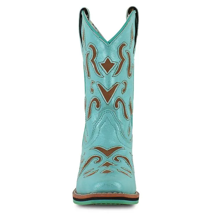 Dan Post Kids Laredo Turquoise With Brown Inlay Boot - Image 3
