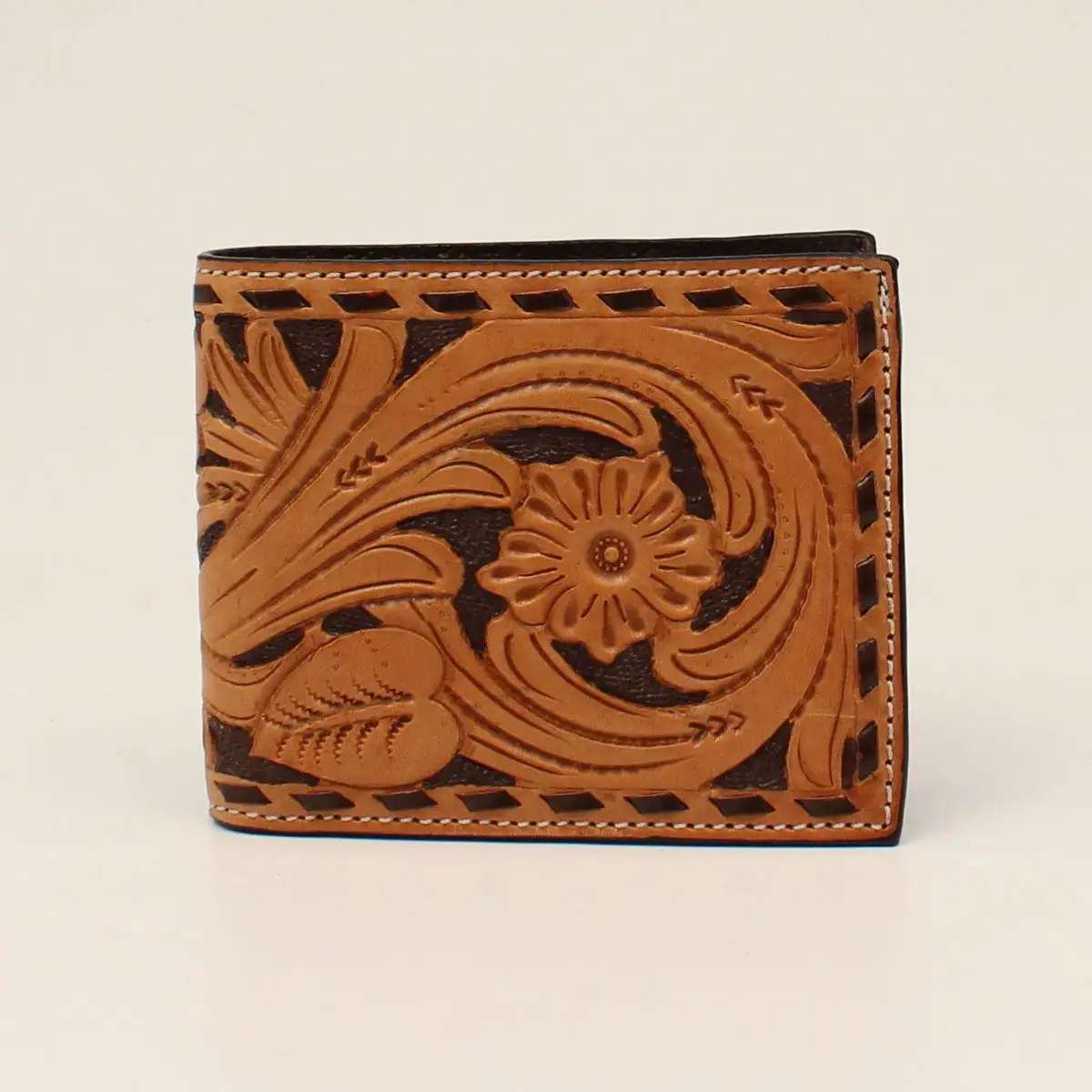 M&F Western 3D Floral Tooled W/Buck Stitch Bifold Wallet