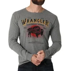 Wrangler Men's Buffalo Design Long Sleeve T-Shirt