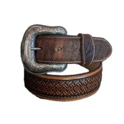 BRIGHTON Tony Lama Brown Idaho Bison Leather Belt