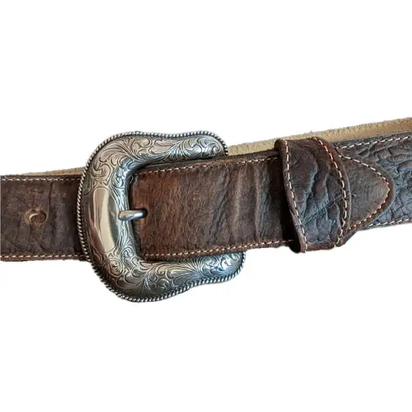BRIGHTON Tony Lama Brown Idaho Bison Leather Belt - Image 2