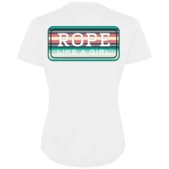 Hooey Women's "Bodega" White W/Teal/Peach Rope Like A Girl T-Shirt