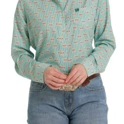 Miller International Cinch Women's Long Sleeve ArenaFlex Green Print Shirt