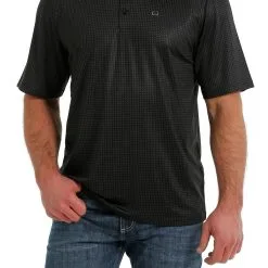 Miller International Cinch Men's Black Print ArenaFlex Polo Shirt