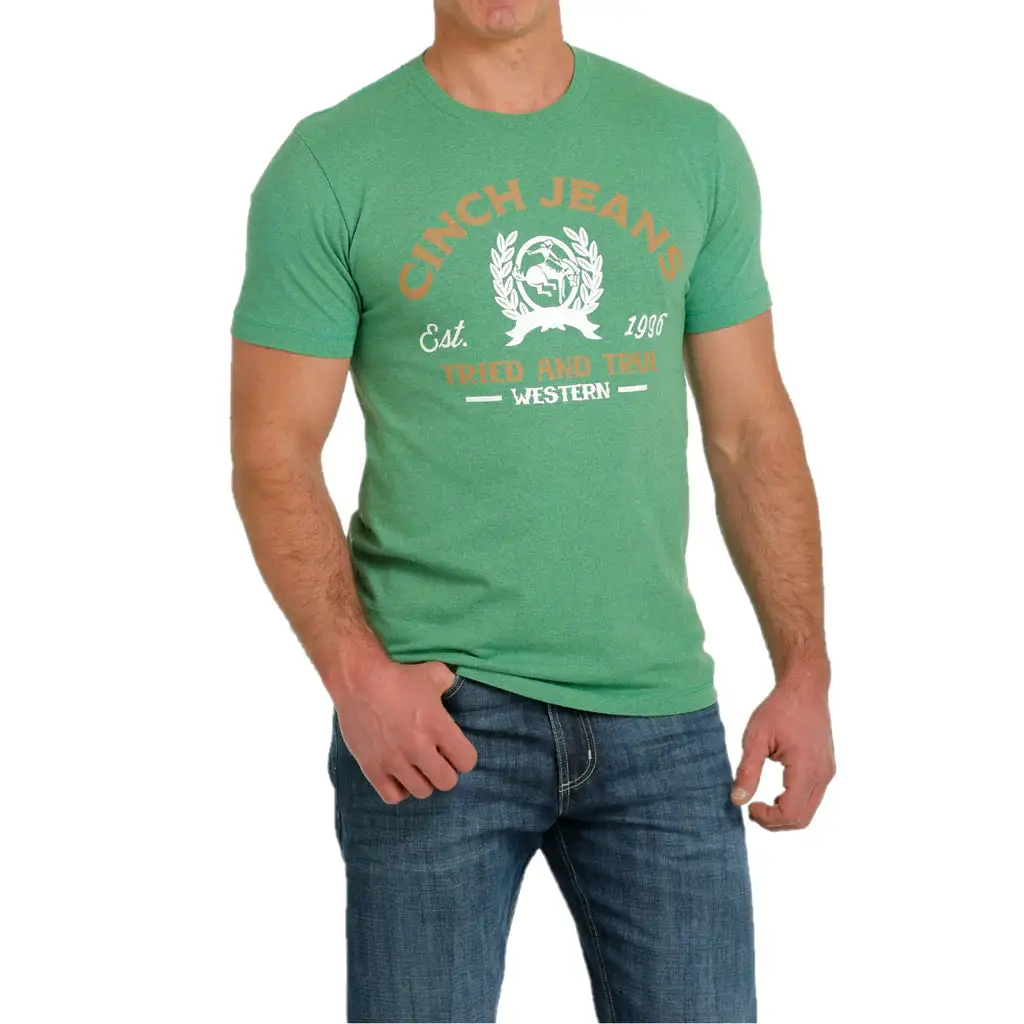 Miller International Cinch Men's Heather Green Logo T-Shirt