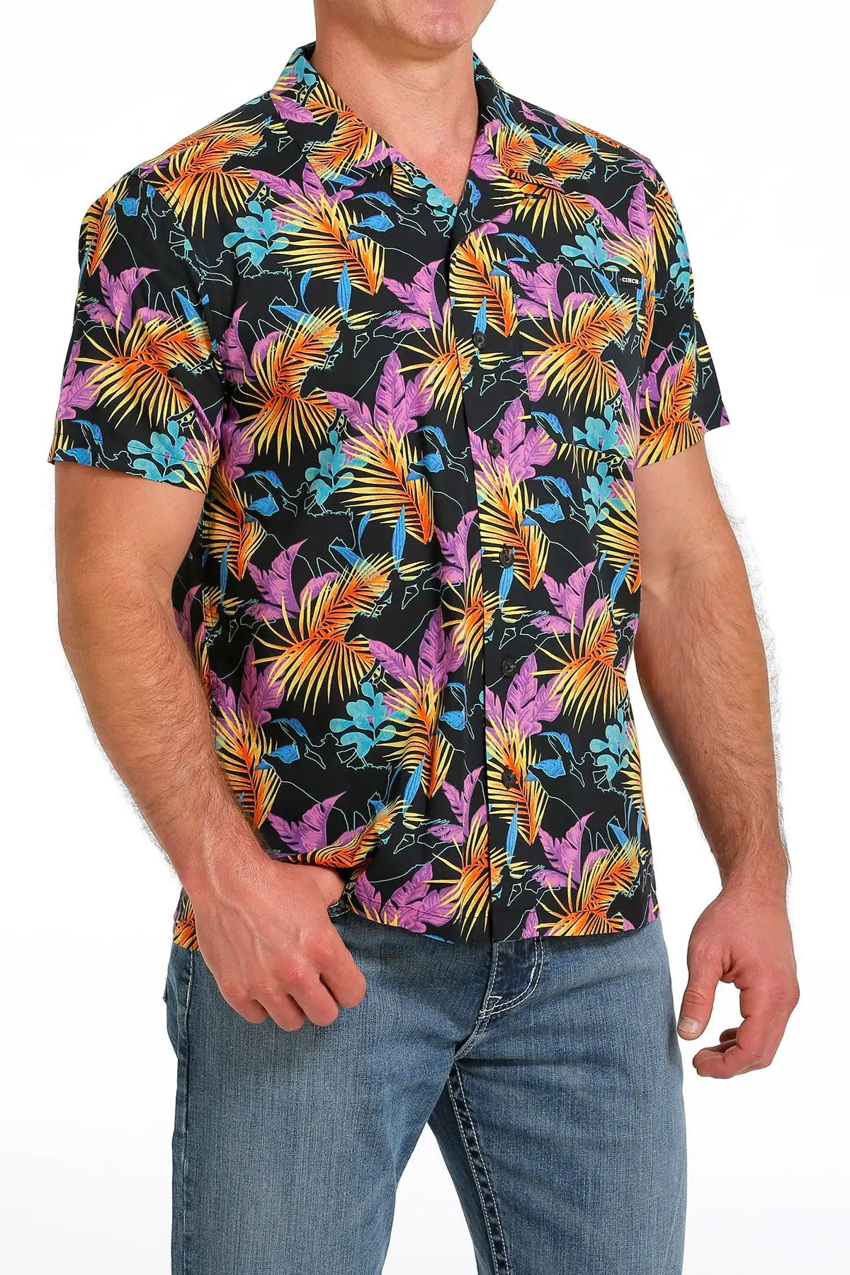 Miller International Cinch Men's Hawaiian Bronc Riding Camp Shirt - Image 3