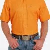 Miller International Cinch Men's Orange Patterned ArenaFlex Short Sleeve Shirt