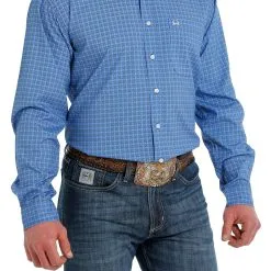 Miller International Cinch Men's Long Sleeve Blue Print ArenaFlex Shirt