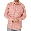 Wrangler Men's Orange Plaid Long Sleeve Snap Shirt
