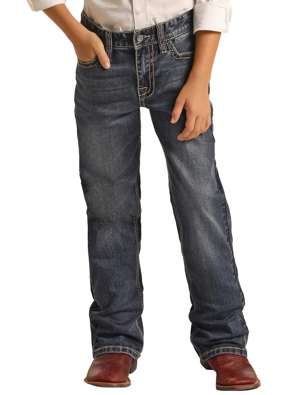 Rock And Roll Denim Rock & Roll Boy’s Relaxed Tapered Stretch Bootcut Jeans - Image 2
