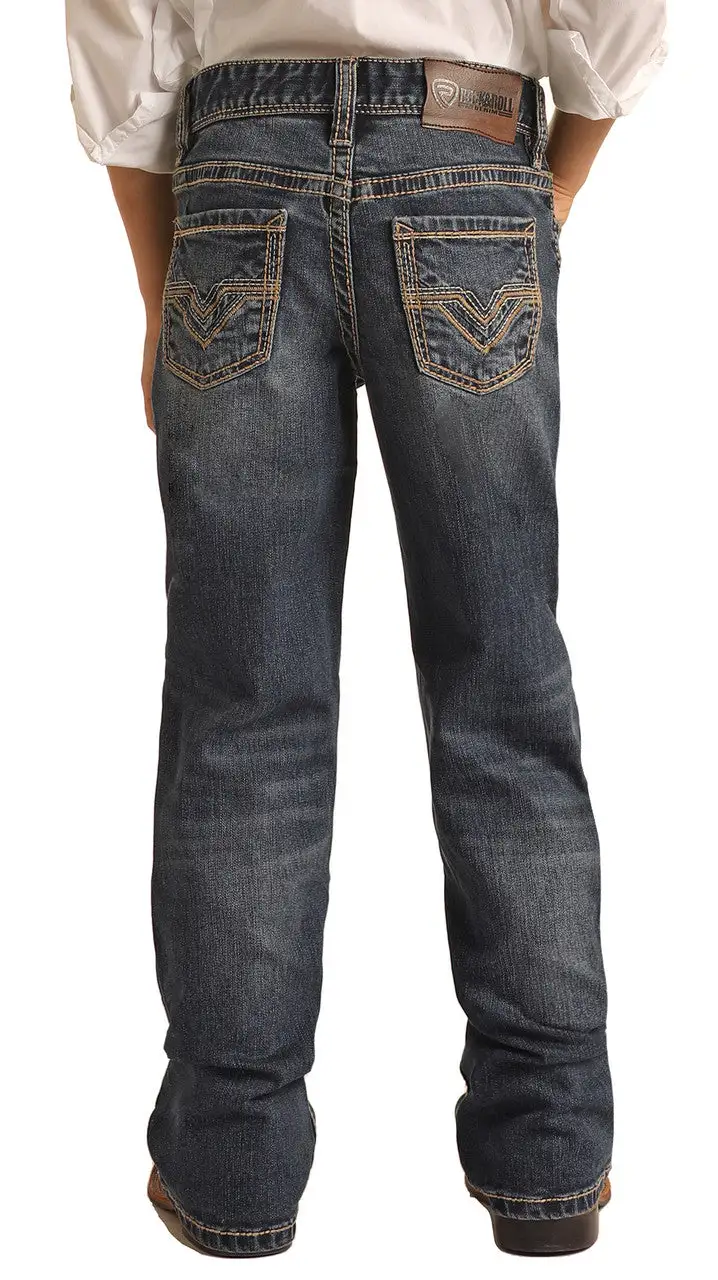 Rock And Roll Denim Rock & Roll Boy’s Relaxed Tapered Stretch Bootcut Jeans