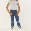 Grace In LA Girl's Boho Flare Button Front Trouser Jeans