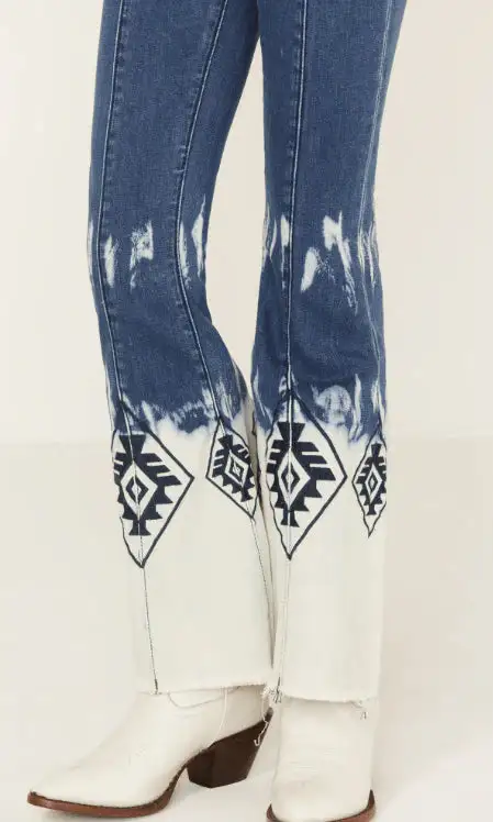 Grace In LA Girl's Boho Flare Button Front Trouser Jeans - Image 3