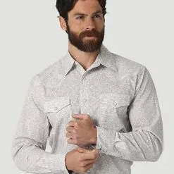 Wrangler Men's 20X Competition Advanced Comfort Grey Paisley Shirt