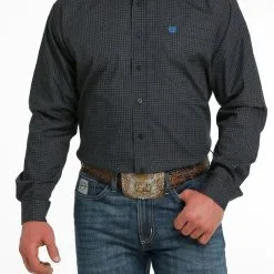 Miller International Men's Cinch Navy Printed Long Sleeve Shirt