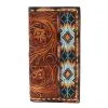 M&F Western 3D Belt Floral Tooled Bead Inlay Rodeo Wallet