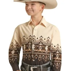 Boy’s Panhandle LS Aztec Border Shirt