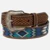 M&F Western Ariat Men's Southwestern Embroidered Brown Belt