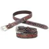 CIRCLE Y OF YOAKUM 1006-BT Men’s Circle Y Brown W/ Blue Buckstitch Belt