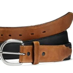 BRIGHTON Justin Men's Classic Western Brown & Black Belt