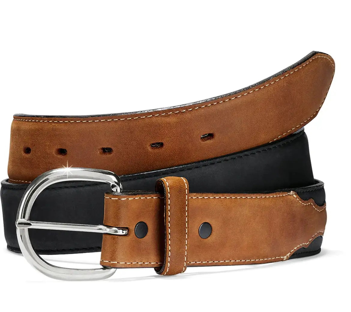 BRIGHTON Justin Men's Classic Western Brown & Black Belt