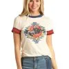 Rock And Roll Denim Women's Rock & Roll Natural Tee W/Horse Rider Graphic