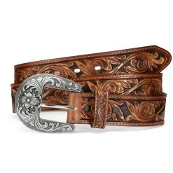 BRIGHTON Tony Lama Women's Hand Tooled De Leon Leather Belt