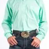 Miller International Cinch Men's Solid Mint Long Sleeve Button-Down Shirt