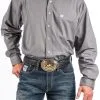 Miller International Cinch Men's Solid Gray Button-Down Long Sleeve Shirt