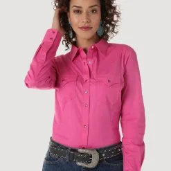 Wrangler Women's Long Sleeve Solid Shirt